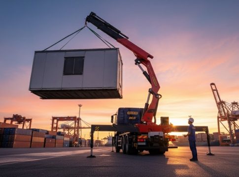 Operação de risco de içamento de carga pesada ilustrando a necessidade de equipamentos seguros em MS