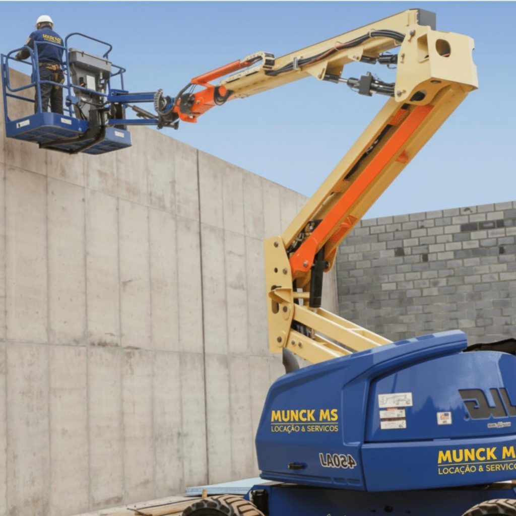 Buscando Locação de Plataforma Elevatória em Três Lagoas, Bataguassu ou Inocência? A Munck MS oferece modelos Tesoura, Articulada e Mastro para manutenção industrial, construção civil e montagens no MS com máxima segurança e eficiência.
